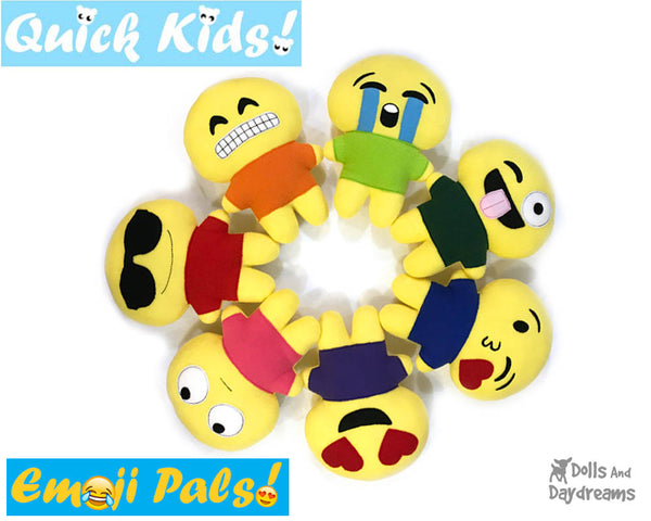 ITH Quick Kids Angry Emoji Doll Plush Pattern DIY Machine Embroidery Softie