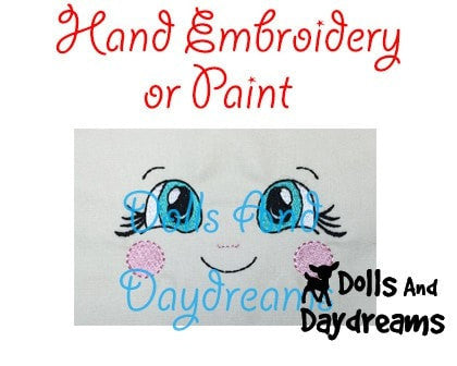 Hand Embroidery Or Painting Cheeky Cheeks Doll Face Pattern - Dolls And Daydreams - 3