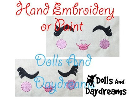 Hand Embroidery Or Painting Luscious Lashes Doll Face Pattern - Dolls And Daydreams - 3