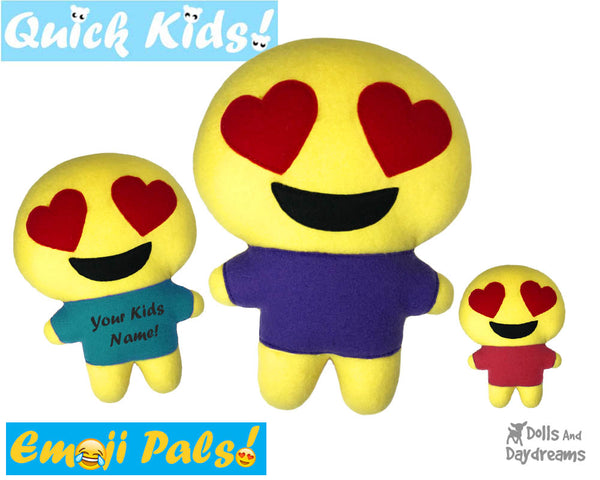 ITH Quick Kids Heart Eyes Emoji Doll Plush Pattern DIY Machine Embroidery In The Hoop Toy