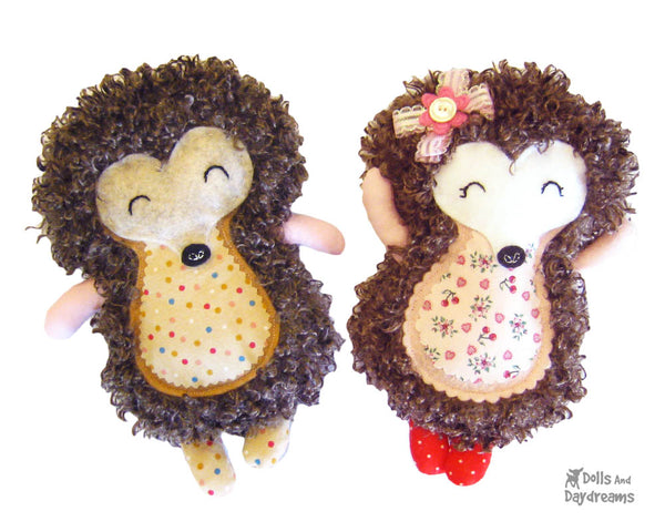 Hedgehog PDF Sewing Pattern by Dolls And Daydreams Plush Toy Softie quick stitch childrens animal 