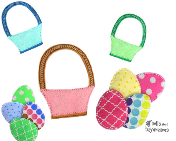 ITH Easter Basket and eggs In the hoop Dress Up Pattern by Dolls And Daydreams
