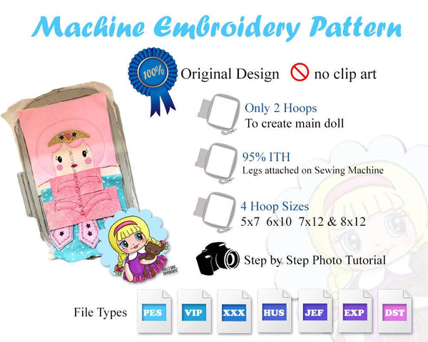 Embroidery Machine ITH Signature Doll Pattern