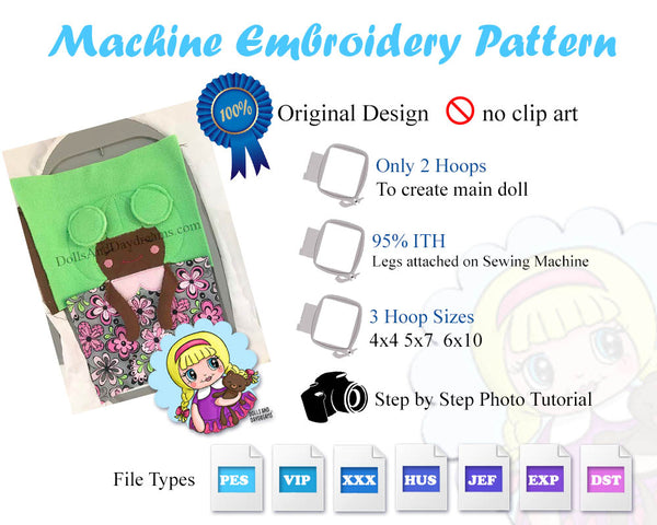 Embroidery Machine Little Sister Doll Pattern