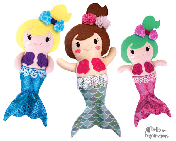 Embroidery Machine In The Hoop Mermaid Doll Pattern by Dolls And Daydreams DIY Mermaids soft toy photo tutorial