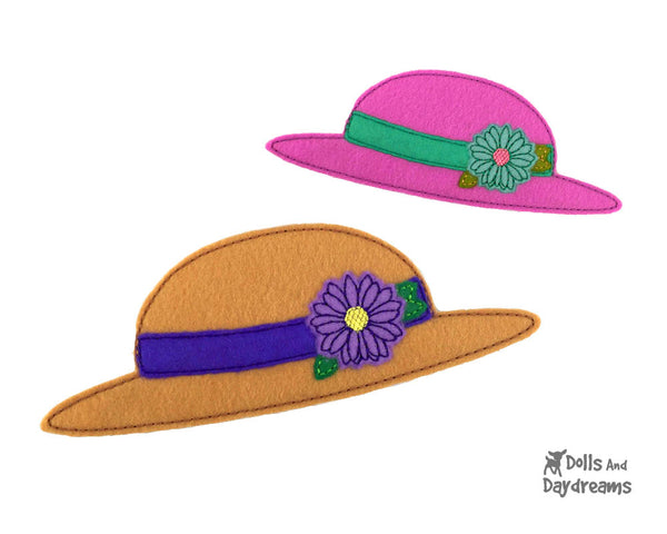 ITH Straw Hat In the Hoop Machine embroidery Pattern by Dolls And Daydream
