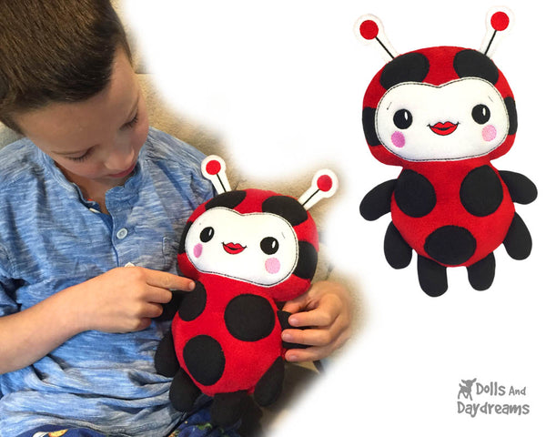 Machine Embroidery In The Hoop ITH Ladybug Ladybird ITH Plush Soft Toy Love Bug kids softie
