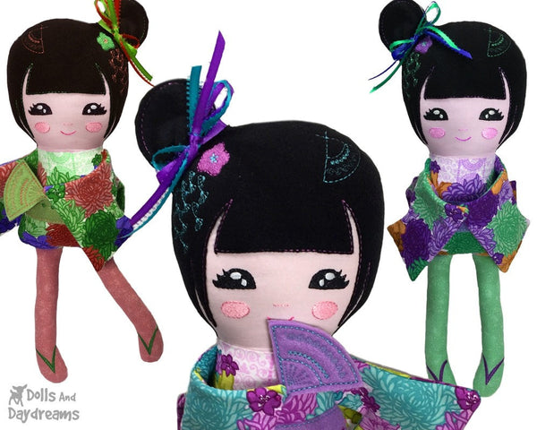 Embroidery Machine Geisha Pattern - Dolls And Daydreams - 6