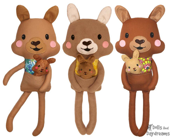 Kangaroo & Joey softie Sewing Pattern by Dolls And Daydreams DIY kids toy