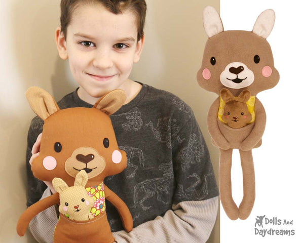 Kangaroo & Joey soft toy Sewing Pattern by Dolls And Daydreams DIY kids toy
