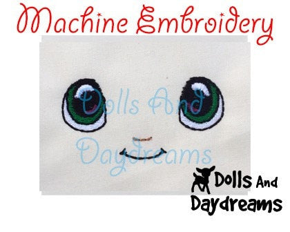 Machine Embroidery Kawaii Boy Doll Face Pattern - Dolls And Daydreams - 3