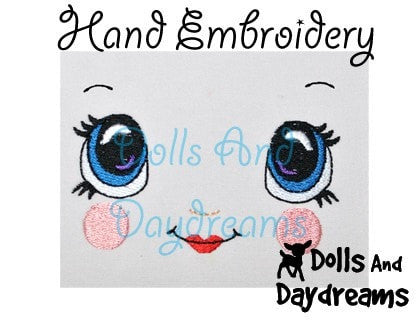 Hand Embroidery Or Painting Kawaii Girl Doll Face Pattern - Dolls And Daydreams - 3