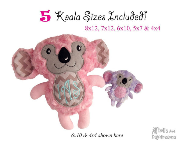 Embroidery Machine Koala Bear ITH Pattern - Dolls And Daydreams - 3