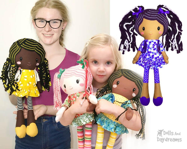 Lucy Leggings a PDF Doll Sewing Pattern African american black girl natural hair diy cloth dolls by dolls and daydreams