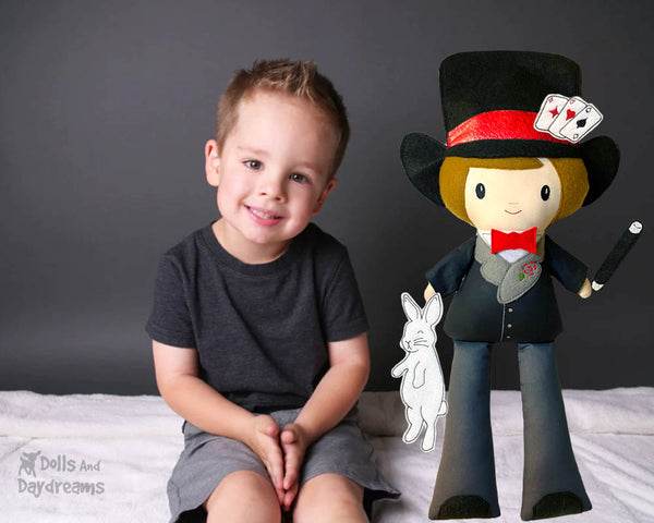 Groom Magician Cloth doll Pattern machine embroidery doll by dolls and daydreams kids diy customizable ITH wedding bridal gift