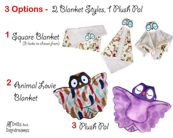 Owl Baby Blanket Lovie PDF Sewing Pattern by Dolls And Daydreams