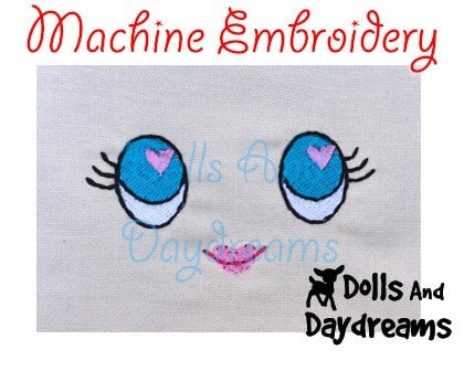 Machine Embroidery Poppy Poppet Doll Face Pattern - Dolls And Daydreams - 4