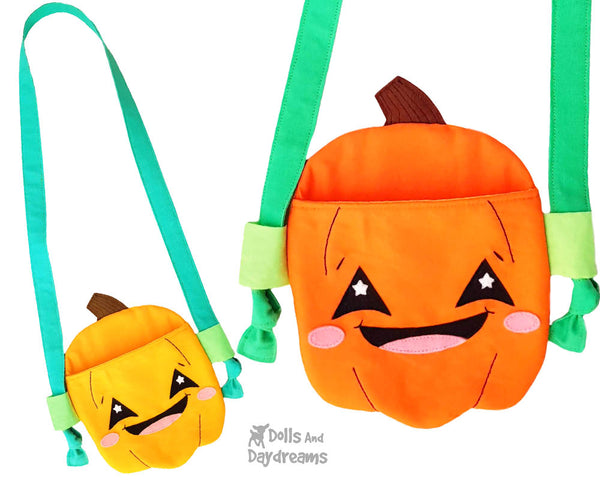 Pumpkin Tote jack o'lantern bag Sewing Pattern by Dolls And Daydreams DIY trick or treat halloween bag