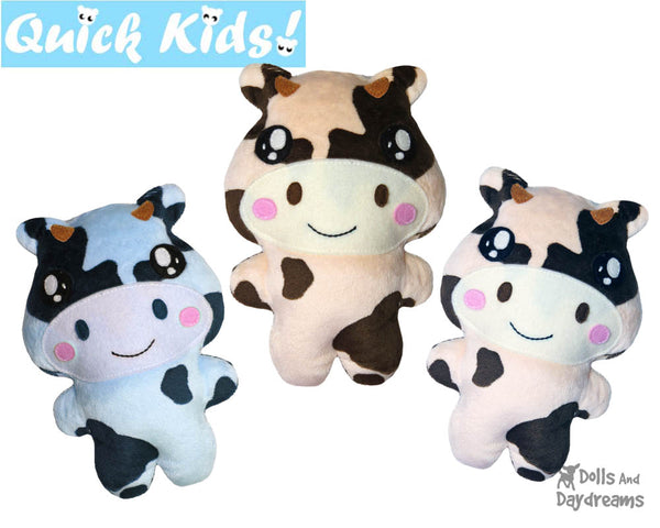 Quick Kids Cow Sewing Pattern Teach your Kids to Sew by Dolls And Daydreams