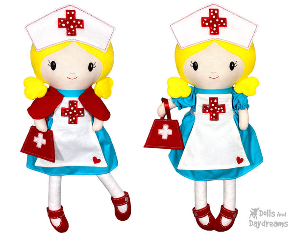 ITH Retro Nurse Cloth doll Pattern machine embroidery doll by dolls and daydreams