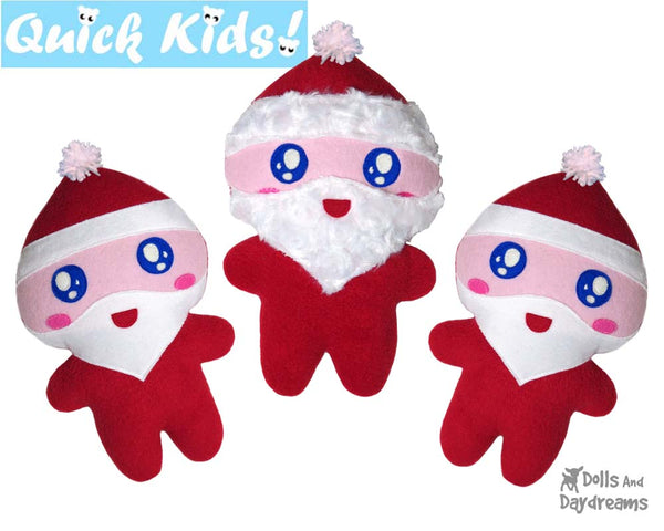 Quick Kids Santa Easy Sewing Pattern by Dolls And Daydreams teach your kids to sew