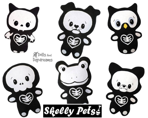 Quick Kids Skelly Pets Sewing Pattern Pack 2 soft toy easy sew by Dolls and Daydreams