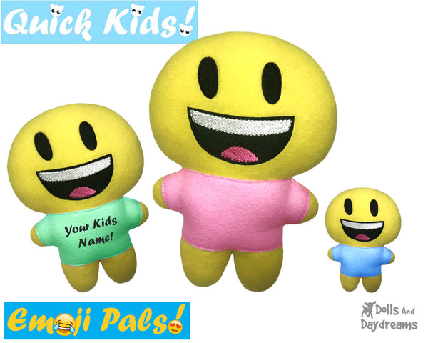 ITH Quick Kids Smile Emoji Doll Plush Pattern DIY Machine Embroidery In The Hoop Toy