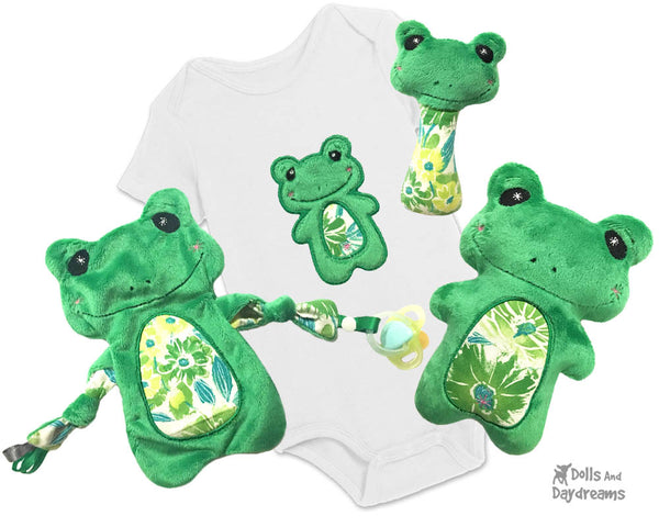 Babys 1st Plush Toy Frog Machine Embroidery In The Hoop Pattern Set by dolls and daydreams DIY Baby Shower Gift