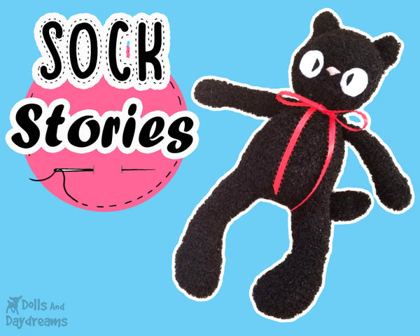 Sock Stories | DIY Black Cat Plush for Halloween or Studio Ghibli's Jiji Tutorial by dolls and daydreams