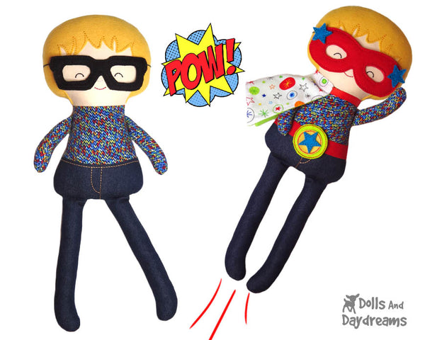 Machine Embroidery ITH Superhero Boy Doll Pattern Easy DIY In The Hoop Cloth Hero Toy Dolls And Daydreams 