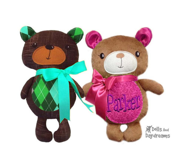 Baby Teddy Bear cloth plush toy Sewing Pattern Softie DIY by Dolls And Daydreams 