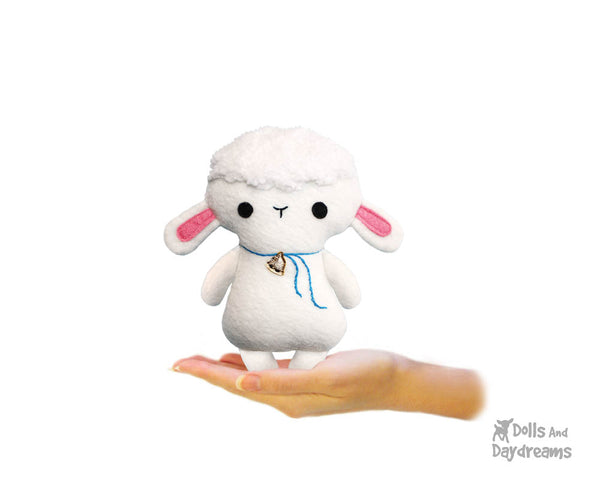 Tiny Tot lamb Plush Sewing Pattern by Dolls And Daydreams small pocket sized Easter soft toy pdf diy softie