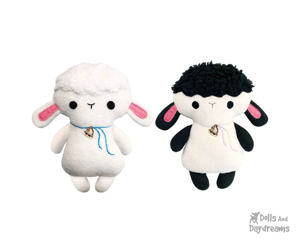 Tiny Tot lamb Plush Sewing Pattern by Dolls And Daydreams small pocket sized Children's Easter kawaii cute stuffed toy pdf diy stuffie