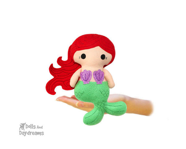 Tiny Tot Mermaid  Cloth Doll Sewing Pattern by Dolls And Daydreams small fabric DIY kawaii cute little plush pdf