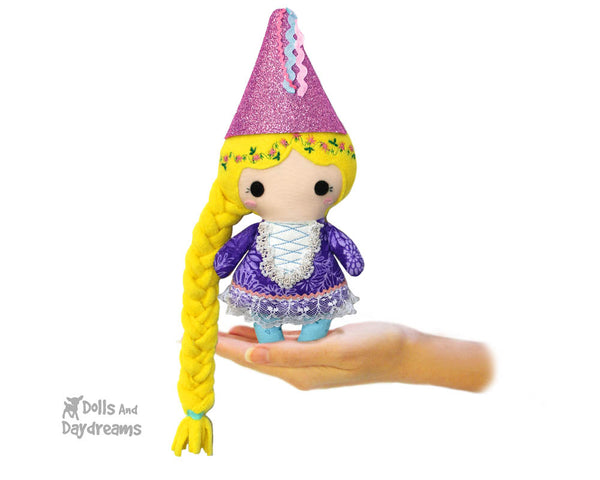 Rapunzel Fairy Tale Cloth Doll Sewing Pattern by Dolls And Daydreams small fabric DIY kawaii cute plush pdf