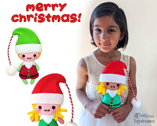 Tiny Christmas Elf pdf  Sewing Pattern by Dolls And Daydreams Christmas cloth boy girl elves xmas doll 