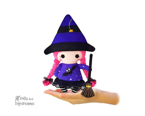 Tiny Tot Witch Sewing Pattern by Dolls And Daydreams small cloth fabric doll pdf diy  Halloween 