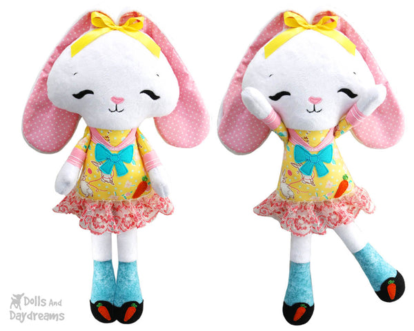 soft toy Sewing PDF Pattern Tippy Toes Bunny Rabbit Softie by dolls and daydreams