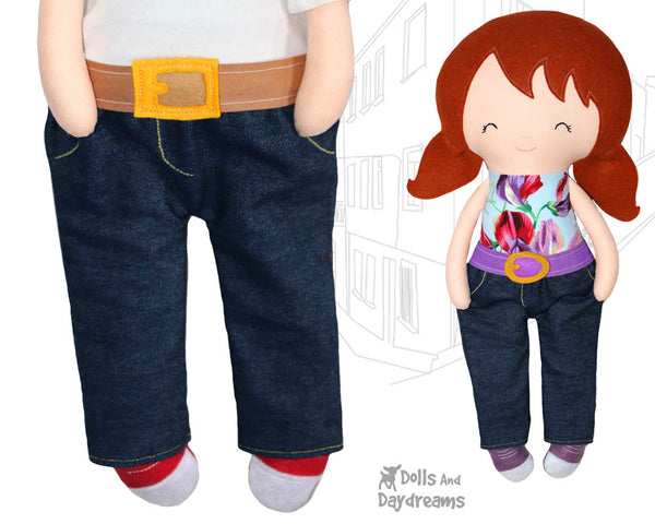 18 inch Doll trouser pants jeans Sewing Pattern by Dolls And Daydreams
