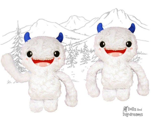 Yeti PDF Sewing Pattern cute abominable snowman diy childrens soft toy plushie by Dolls And Daydreams 