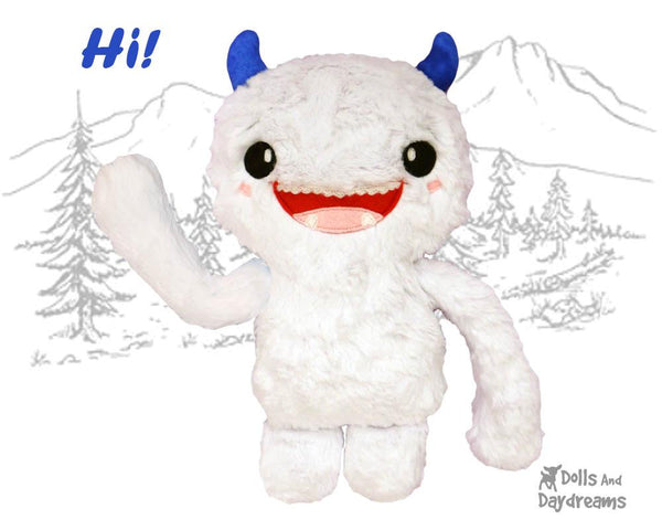 Yeti PDF Sewing Pattern cute abominable diy soft toy plush by Dolls And Daydreams 