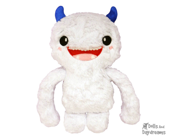 Yeti PDF Sewing Pattern cute abominable snowman diy soft toy plush by Dolls And Daydreams 
