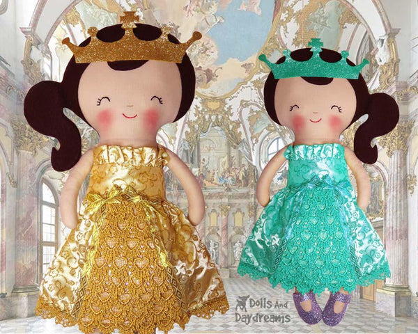 Princess Ball Gown & Tiara Cloth Doll Clothes Sewing Pattern by Dolls And Daydreams