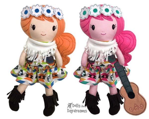 ITH Boho machine embroidery Pattern hippy doll pattern by dolls and daydreams