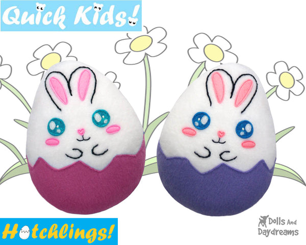 Quick Kids Bunny rabbit Hatchling Softie Sewing Pattern soft toy Plushie diy by Dolls And Daydreams