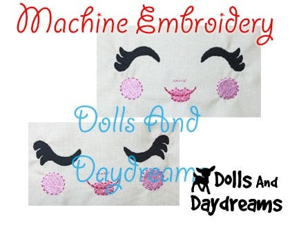 Machine Embroidery Luscious Lashes Doll Face Pattern - Dolls And Daydreams - 3