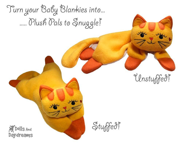 ITH Cat Baby Blanket Lovie Machine Embroidery Pattern by dolls and daydream  DIY Blankie