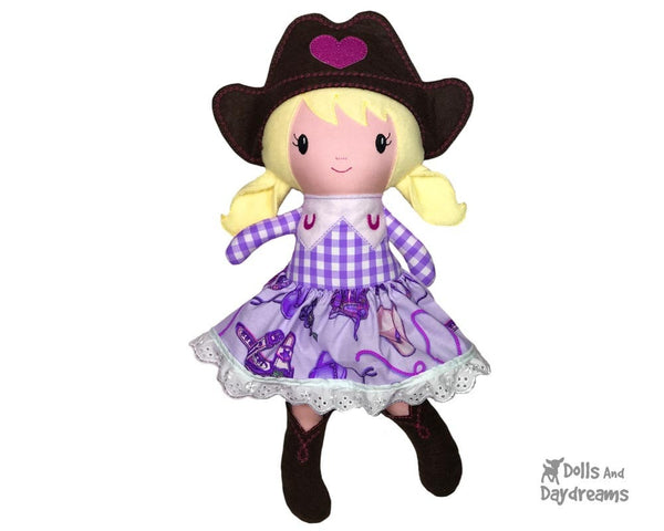 Machine Embroidery ITH Cowgirl Doll Pattern by Dolls And Daydreams