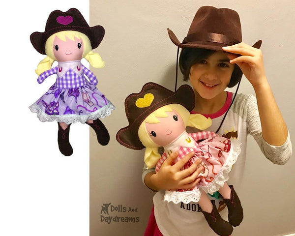 Machine Embroidery ITH Cowgirl Cloth Doll Pattern by Dolls And Daydreams