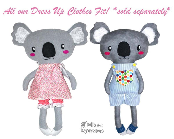 Koala Sewing Pattern Kids Soft Toy Plush by Dolls And Daydreams